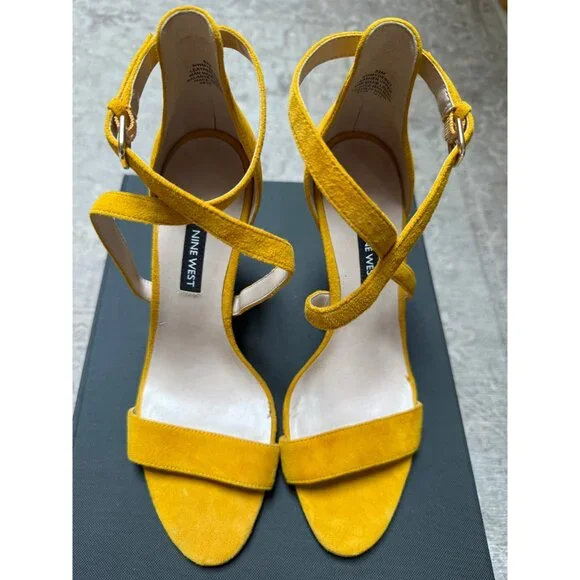 NWOT - Nine West Yellow Suede Strappy Heels – Perfect for Summer - Picture 1 of 7